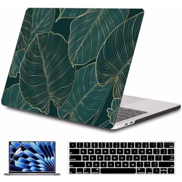 Imagem de Compatível com MacBook Air 13 polegadas versão 2022 2021 2020 versão A2337 M1/A2179 com retina e Touch ID, capa rígida de plástico e capa de teclado e protetor de tela -, folhas douradas