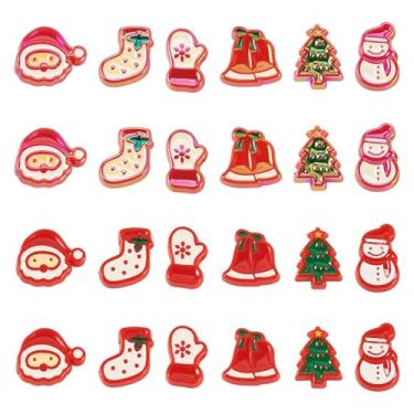 Imagem de FASHEWELRY 24 peças de contas acrílicas de Natal, Papai Noel, árvore de Natal, luva de meia sino de boneco de neve, espaçador solto, sortidas, contas Kandi para artesanato, joias, decoração de Natal