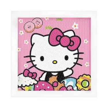Imagem de Hupalun Diamond Art Painting Kits for Kids, Kitty Diamond Art for Kids Ages 4-8-12, Hello Kitty Gem Kit Crafts Beginners with Frame for Gift Home Wall Decor(7x7inch)