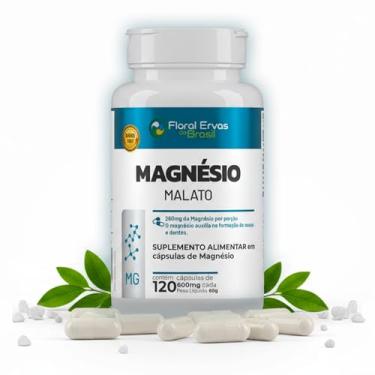 Imagem de Magnésio Malato 600 mg – 120 Cápsulas | Floral Ervas do Brasil | Auxilia no Funcionamento Muscular, Neuromuscular e Metabolismo Energético