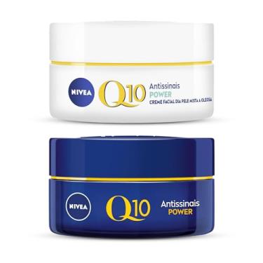 Imagem de NIVEA KIT Creme Facial Pele Oleosa Q10 Power Dia (50g) + Creme Facial Antissinais Q10 Power Noite (49g), Kit Antissinais