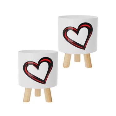 Imagem de Kit com 2 - Cachepot Retro pé Madeira Adesivado (Coração1)