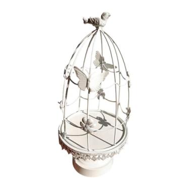 Imagem de FLCPJGV Porta-velas com Design de Gaiola de Ferro para Velas, Decoração de Mesa, Construção Estável, Atmosfera Romântica, Adequado para Festas E Casamentos, Branco, Tamanho real
