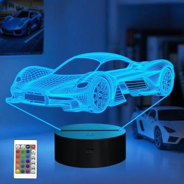 Imagem de Attivolife Luz Noturna 3D Para Carro, Crianças, Luminária De Cabeceira Com Ilusão Óptica Esportiva Corrida, 16 Cores Que Mudam Controle Remoto, Decoração Quarto Infantil, Presente Aniversário Legal,