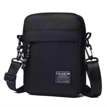 Imagem de Bolsa tiracolo masculina de nylon para negócios, portátil, casual, bolsa de ombro (preto)