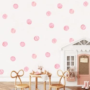 Imagem de Decalques de parede de bolinhas em aquarela arco-íris coloridos removíveis adesivos redondos para crianças, bebês, meninas, sala de jogos, berçário (rosa)