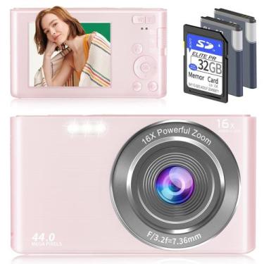 Imagem de Câmera digital Saneen FHD 2.7K 44MP para fotografia rosa