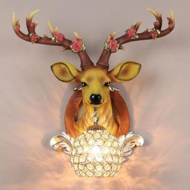 Imagem de Luminária de parede LED estilo contemporâneo com veado, inspirada na cultura americana, ideal para sala de estar, quarto, escritório, casa de campo, hotel, quarto infantil e corredor (Estilo