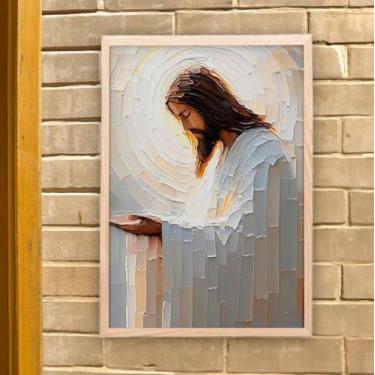 Imagem de Quadro Decorativo Cristão; Jesus A Benção; Quadros bíblicos; Versículos Bíblicos; Quadro com Mensagem Motivacional; Motivação; Quadro para Sala de estar; (Moldura Bege, 70x50, Emoldurado)