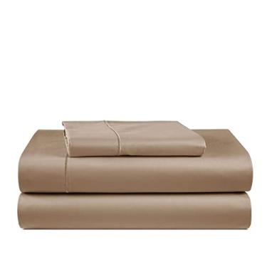 Imagem de LANE LINEN Jogo de cama solteiro 100% algodão egípcio – lavável na máquina, regula naturalmente a temperatura, sustentável, sem bolinhas, resistente ao desbotamento – cinza-acastanhado