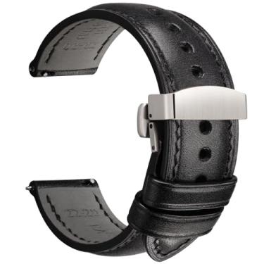 Imagem de REZERO Pulseiras de relógio de couro feitas à mão, de liberação rápida, pulseiras de relógio luxuosas de couro curtido vegetal de flor integral, resistentes e resistentes ao desgaste, substituições de