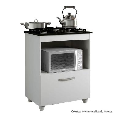 Imagem de Balcão Para Cooktop De 5 Bocas 1 Porta 1 Nicho Salvia Branco