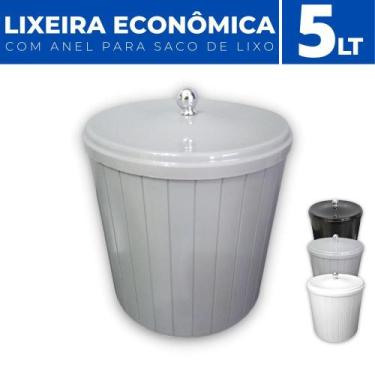 Imagem de Lixeira Cesto de Lixo Anel Porta Saco Plástico Cozinha 5 LT - Plas Tut