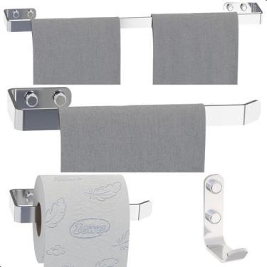 Imagem de Kit Acessórios Para Banheiro Cromado 4 Peças - MetalCromo