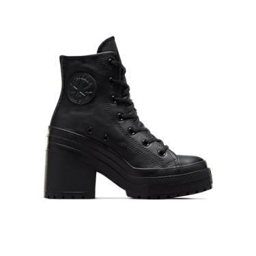Imagem de Converse A06145C Chuck 70 De Luxe Bota masculina de couro com salto no tornozelo, Preto/Preto/Branco, 12 Women/10 Men