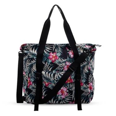 Imagem de XEYOU Bolsa de lona feminina grande transversal Hobo bolsa de ombro com bolsos com zíper, Flores vermelhas, Casual diário