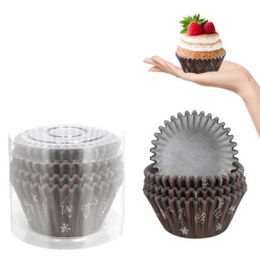 Imagem de Kiopdse Forros de cupcake de Natal, suprimentos de panificação, decorações de bolo, mini formas de muffin de doces para bolos de Natal, itens essenciais, envoltórios de cupcake, 100 unidades, 5 x 3,5
