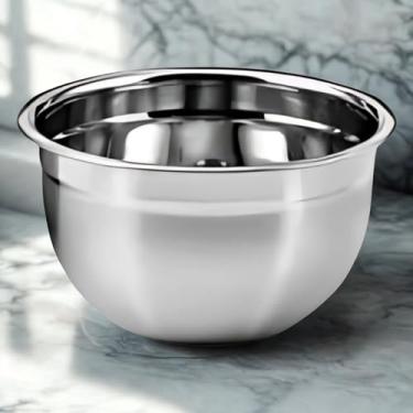 Imagem de Tigela Aço Inox 18cm Bowl Reforçada Pequena Multiuso Cozinha Preparo Salada Uso Profissional Doméstico.