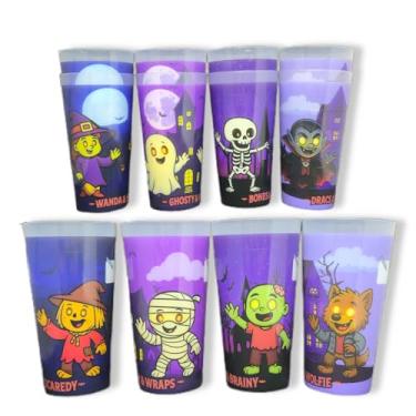 Imagem de ReVè Copos de festa de Halloween – Conjunto de 12 | Copos infantis divertidos e reutilizáveis com etiqueta de nome | Copo de plástico personalizado | Copos sem BPA | Seguro para lava-louças na