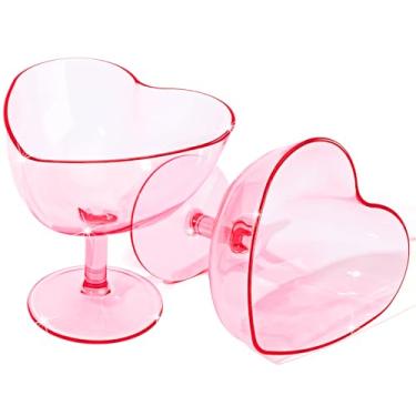 Imagem de Teenyyou Pacote com 2 taças de champanhe em forma de coração para o dia dos namorados 283 g taças de champanhe acrílicas rosa taças de martini taças de vinho para coquetel e aniversário de casamento
