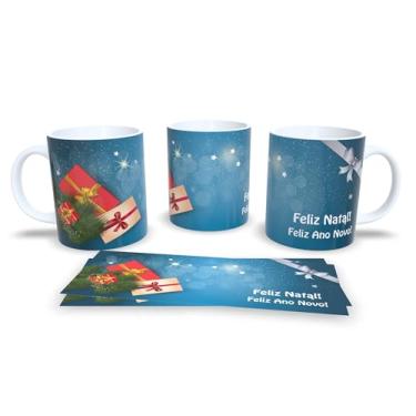 Imagem de Caneca de Natal com Desenho de Inverno, Porcelana Branca, Estampa Festiva com Papai Noel e Animais, Tema Natalino (4)