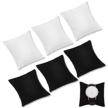Imagem de guduling 6 peças de almofadas de relógio, almofadas multifuncionais de relógio para caixa, travesseiro de pulseira pequena, preto e branco, 2 cores para exibição de joias e pulseiras, almofadas para