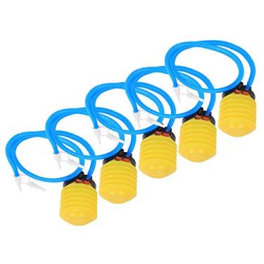 Imagem de Bomba de pé Amarelo, 5pcs de 4,5 Polegadas Bomba de Ar de pé de Plástico Com Bicos Adicionais para Travesseiros e Almofadas Infláveis, Cunhas, Séries de Bacias, Mangueira Macia