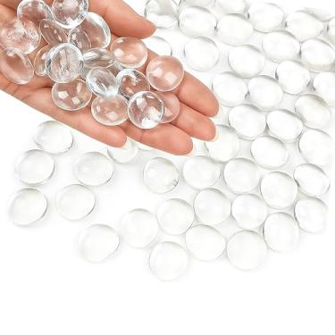 Imagem de ARSUK Mármores de vidro plano, contas transparentes, enchimentos de vaso de pedras, contas de vidro de 500 g para vasos, pedras preciosas, pedras de aquário de peixes, dispersão de mesa, artesanato