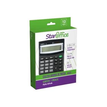 Imagem de Staroffice Calculadora de Mesa A562 12 Dígitos | Compacta com Memória Independente, Tecla de Correção e Dupla Alimentação Solar/Bateria