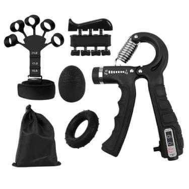 Imagem de Kit Hand Grip Exercitador de Mãos e Dedos Ajustável 5 a 60kg Para Força Resistência Fisioterapia e Reabilitação Com Contador