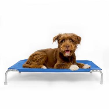 Imagem de Cama Suspensa Elevada Pet para Cachorro Leve Resistente Aluminio 75x50cm Tamanho M Suporta Até 35Kg - Dogets (Azul)
