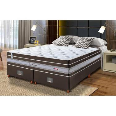 Imagem de Conjunto Cama Box King De Molas Ensacadas Cama Inbox Select Euro Soft 193x203x71 Café