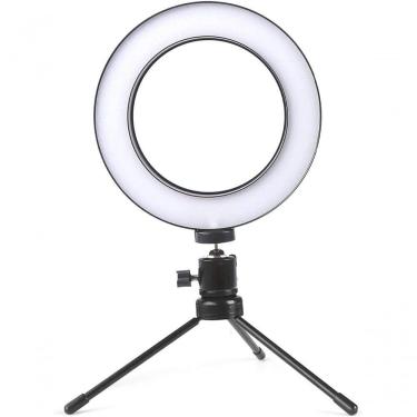 Imagem de Ring Light 16Cm Led Bicolor Dimmer C/Tripé Blog Make Up I20
