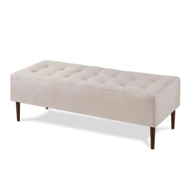 Imagem de Puff Recamier Duque Linho Cru Com Pés Em Madeira 1,40 M