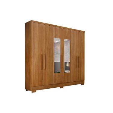 Imagem de Guarda Roupa Casal 6 Portas e 2 Gavetas c/ Espelho e Pés Milly/Veneza Cumaru - Novo Horizonte