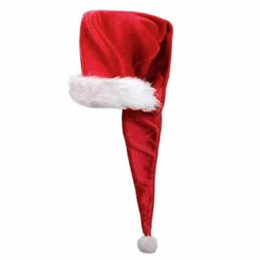 Imagem de Gorro de Papai Noel Adulto Veludo Touca Vermelho Natal 74 Cm - Fantasi