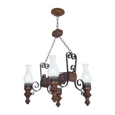 Imagem de Lustre Rústico Envelhecido 4 Lâmpadas 724E
