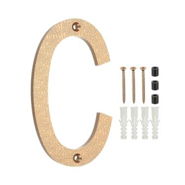 Imagem de PATIKIL Números de casa de 15 cm para fora, letra C ABS textura de plástico flutuante número de casa moderna caixa de correio números de porta com kit de unhas para rua residencial ao ar livre, tom