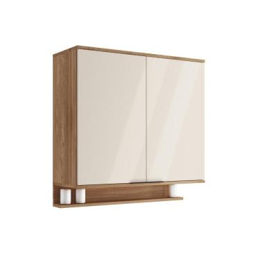 Imagem de Armário Aéreo De Cozinha Miami 800mm 2 Portas C Porta Temperos Carraro Freijó Com Off White