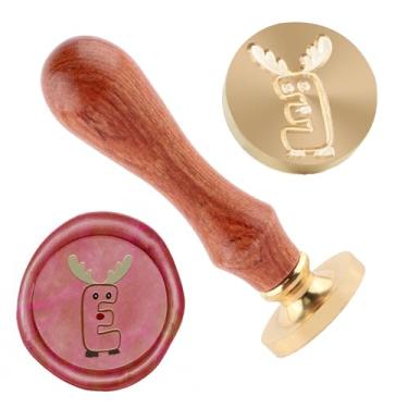 Imagem de Carimbo de lacre de cera de Natal Carimbo de selagem E Carimbo de latão e uma alça de madeira Carimbos Cabeça para cartões de Natal Convites de festa Envelope Cartões de felicitações Presentes