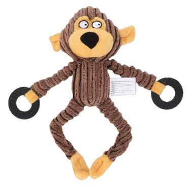 Imagem de Fockety Brinquedo Squeaky Monkey Dog, Adorável Brinquedo de Pelúcia para Animais de Estimação Com Squeaker Embutido para Gatos e Cães, Animal de Pelúcia Macio Lavável Interativo, (Marrom)