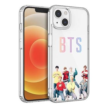 Imagem de WWDIYHOUSE Capa compatível com iPhone 14, capa transparente de TPU macio à prova de choque e design exclusivo para homens/mulheres/meninas/meninos (Fashion-BTS-7)