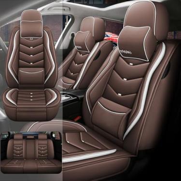 Imagem de UCSYCX Capas de assento de carro para Jeep Wrangler 2007-2026 Capas de assento de carro à prova d'água respirável de couro, acessórios internos, capa de assento de almofada compatível com airbag