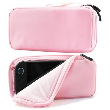 Imagem de GLDRAM Bolsa de transporte ultrafina rosa macia, bolsa protetora Protable para jogos de viagem para Nintendo Switch 2/NS/OLED/Lite Console e acessórios