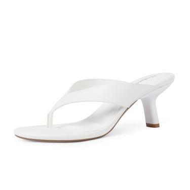 Imagem de Modatope Sandálias femininas de salto alto com bico aberto arredondado, Branco, 40