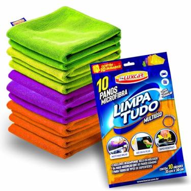 Imagem de Luxcar - Conjunto com 10 Panos Microfibra Limpa Tudo