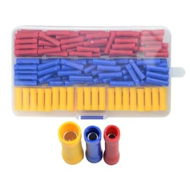 Imagem de 200 PCS Terminais de emenda de extremidade de fio reto isolados Kit sortido de conector de crimpagem elétrica