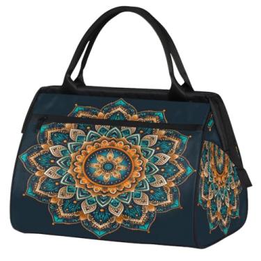 Imagem de Bolsa feminina floral Paisley étnica retrô pequena para o fim de semana para mulheres e homens, bolsa esportiva leve para academia, Cor: 14, 15.2*8.3*11.6 inch, Moderno