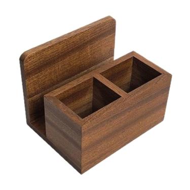 Imagem de ＫＬＫＣＭＳ Porta-talheres, organizador rústico com 2 compartimentos, porta-guardanapos para sala de estar, sala de jantar, hotel e festas.