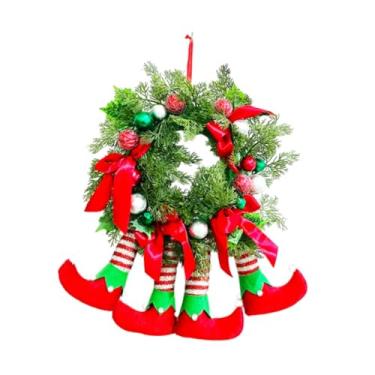 Imagem de Bothyi Pernas de elfo de natal guirlanda porta da frente, guirlanda de inverno cenário de casamento decoração pendurada guirlanda artificial guirlanda de